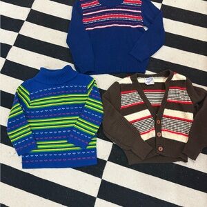 Vintage Kids Sweaters - Blue, Brown, Red